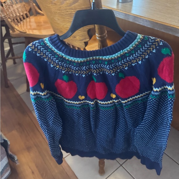 Modcloth Sweaters - Modcloth Navy Sweater with Red Apple Design